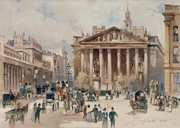 Ansicht der Royal Exchange, City of London, veröffentlicht von G. Rowney, 1897